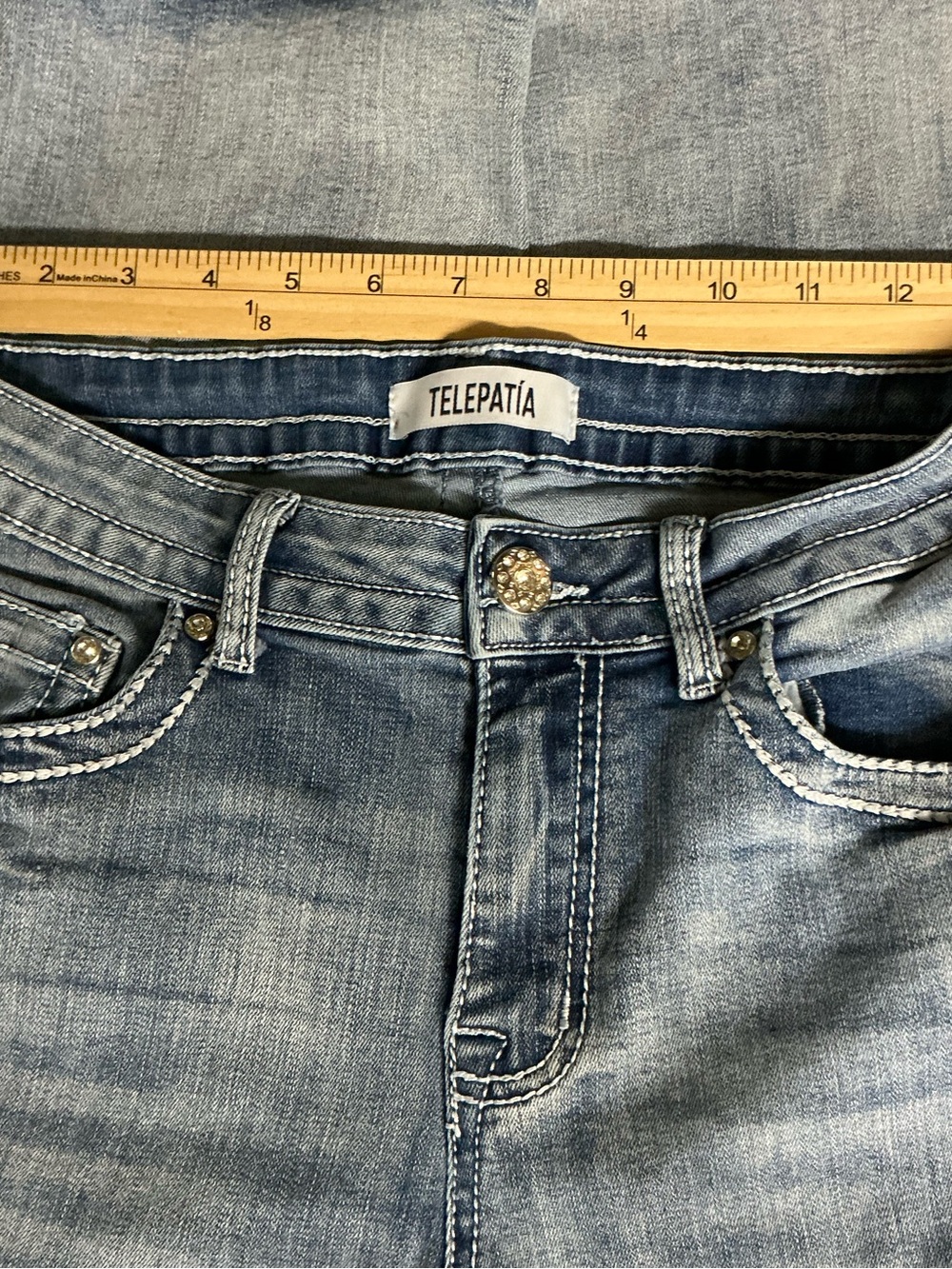 Telepatia Mid-Rise Bootcut Embellished Jeans Size 9/29 - Picture 7 of 13